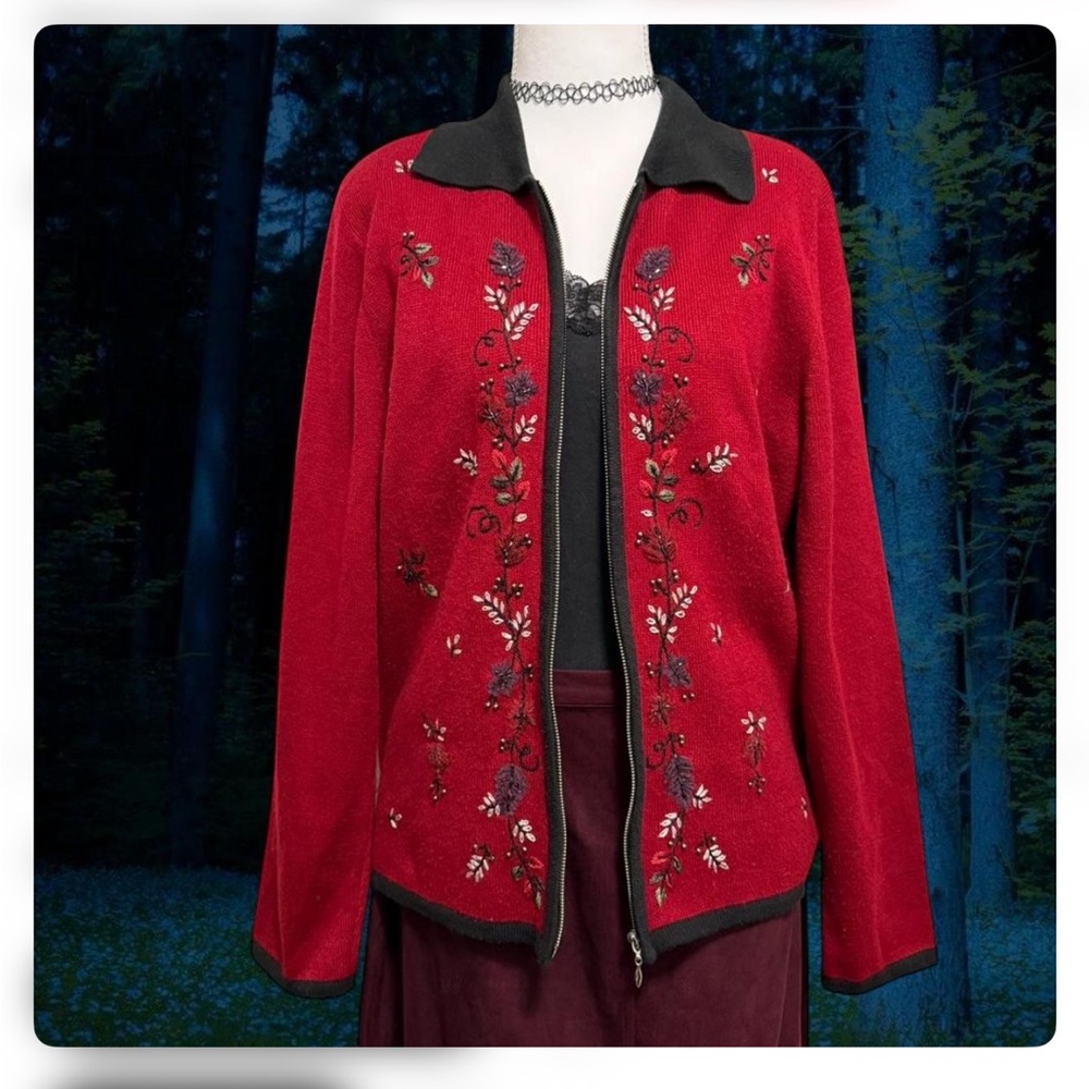 Dressbarn Red Embroidered Women's Blazer